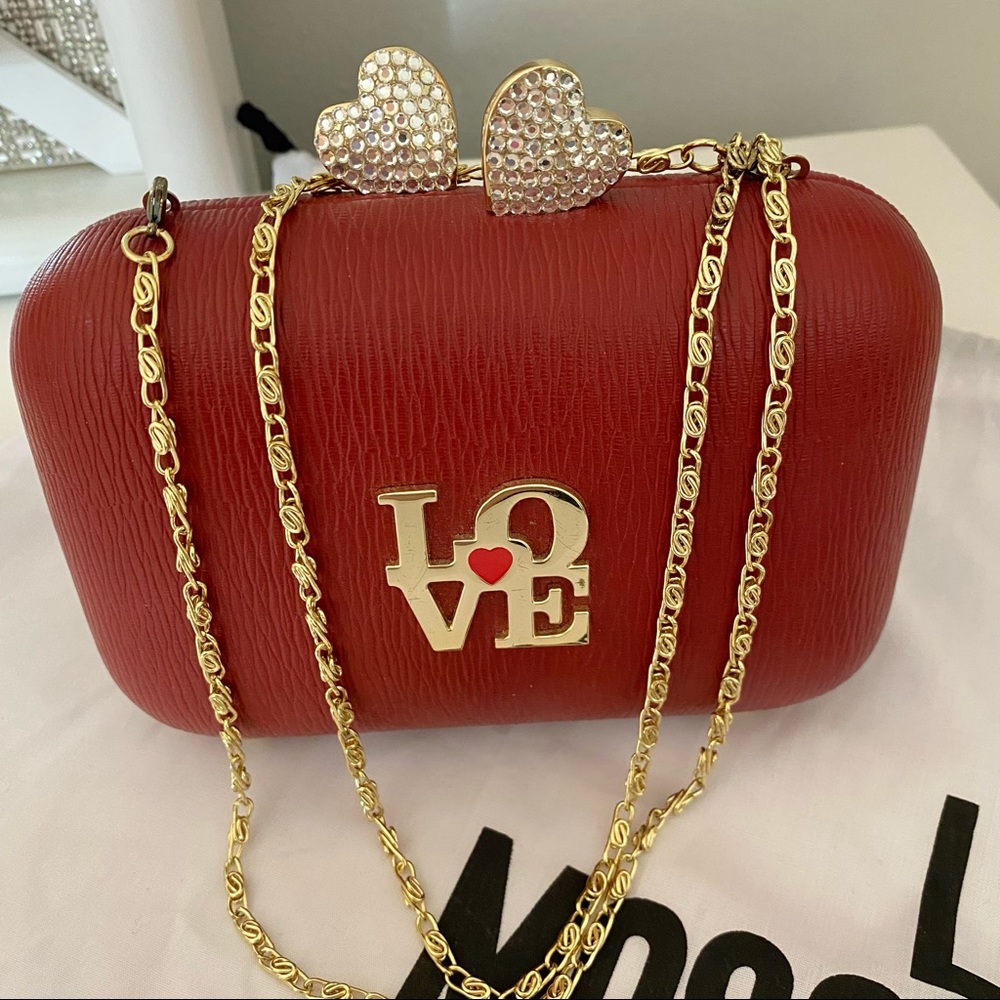 Rare Moschino Authentic Minaudière with Gold Crossbody Chain - NWOT